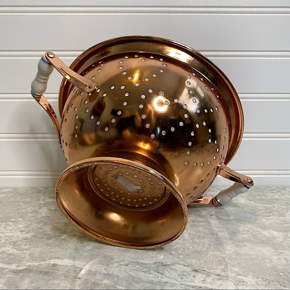 Vintage copper heart strainer colander